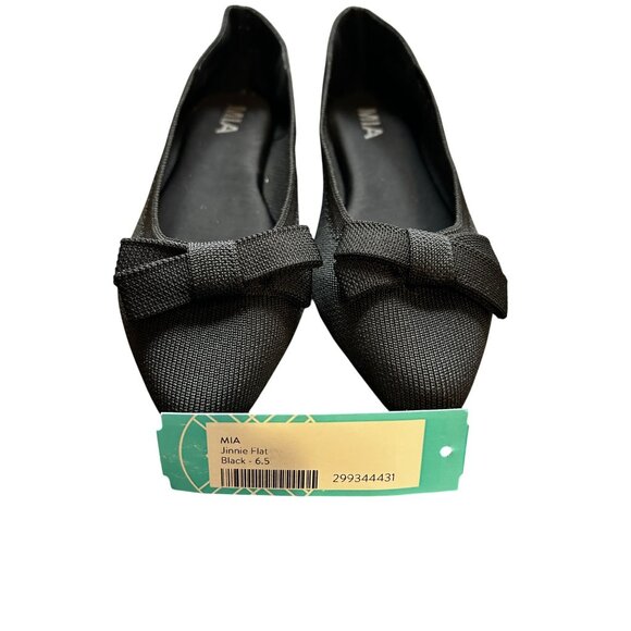 MIA Jinnie Flats Womens 6.5 Black Bow Pointed Toe Slip-On Dress Shoes Ballet - Picture 7 of 7
